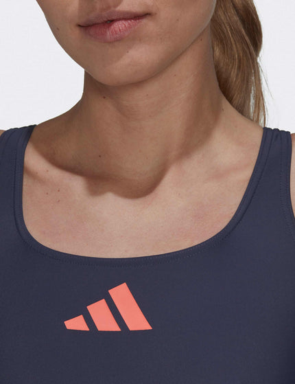 Adidas 3 Bar Logo Swimsuit - Shadow Navy/Coral Fusionimages3- The Sports Edit