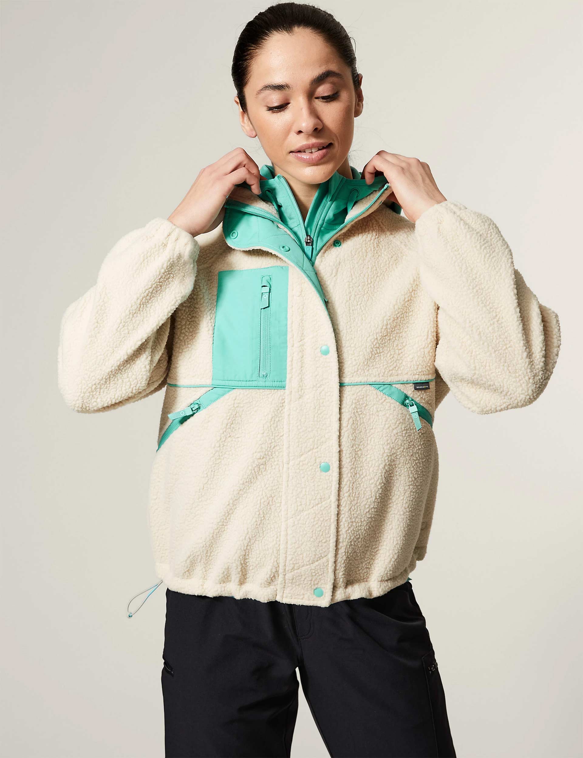  THE GYM PEOPLE Womens Half Zip Pullover Fleece Stand Collar  Crop Sweatshirt