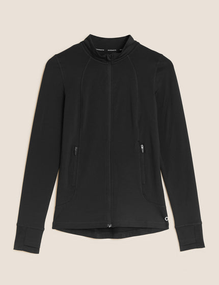 Goodmove Funnel Neck Zip Up Long Sleeve Running Top - Blackimages7- The Sports Edit