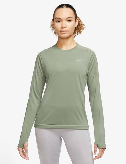 Nike Dri-FIT Crew-Neck Running Top - Oil Greenimages1- The Sports Edit