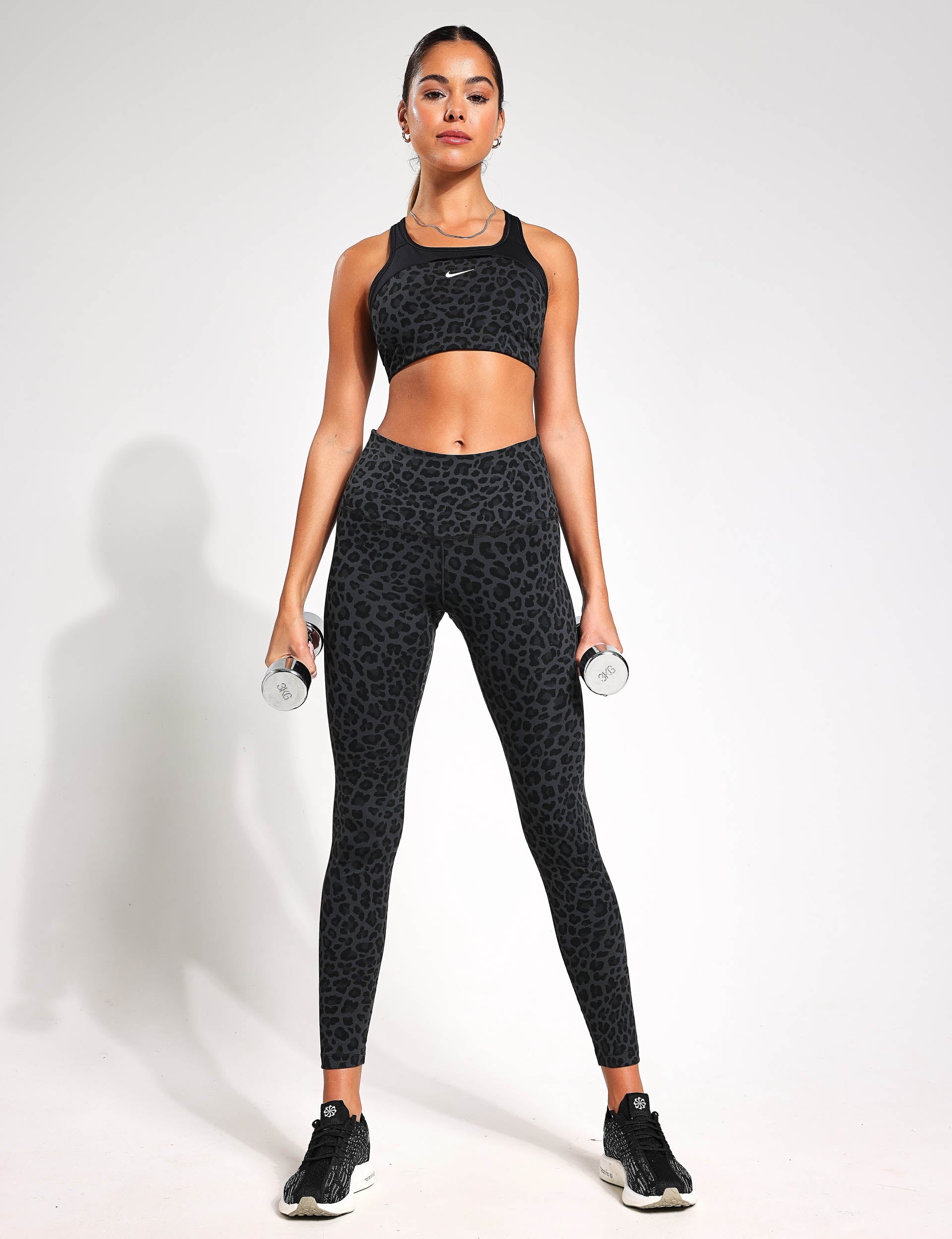 Nike Women's One Brown Multi Leopard Print HR Leggings (DM7274-256