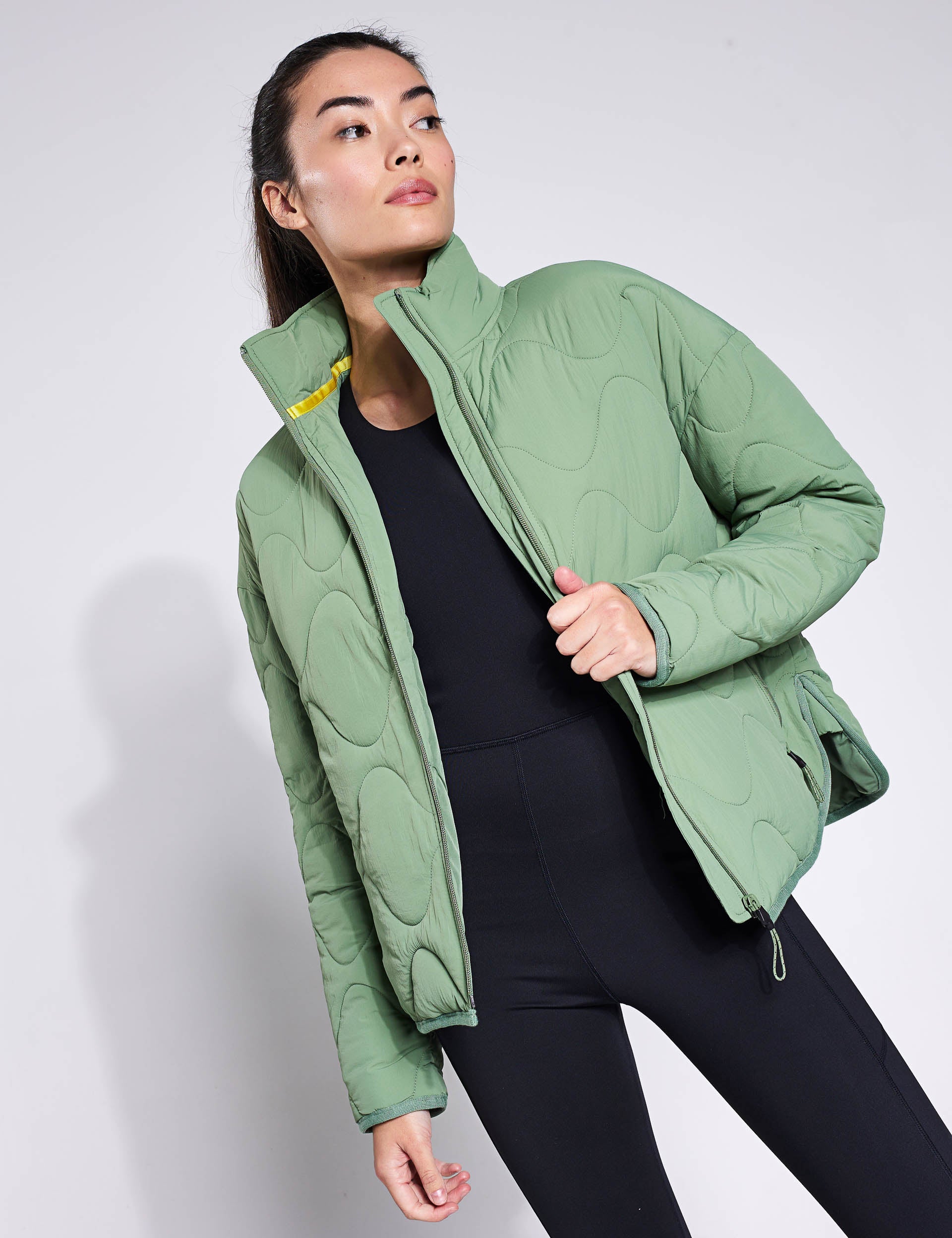 Goodmove Oversized Quilted Packable Puffer Jacket - Bright Sageimages1- The Sports Edit