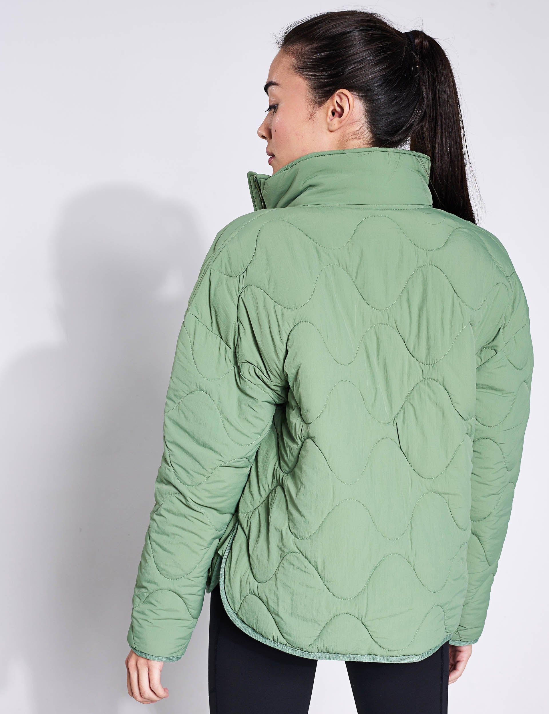 Goodmove Oversized Quilted Packable Puffer Jacket - Bright Sageimages2- The Sports Edit