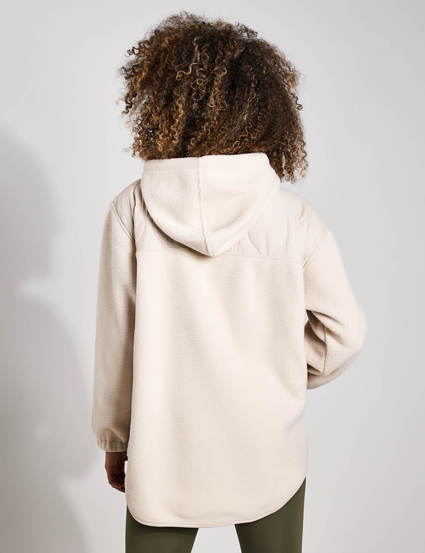 Goodmove Borg Quilted Half Zip Hooded Fleece - Beigeimages2- The Sports Edit