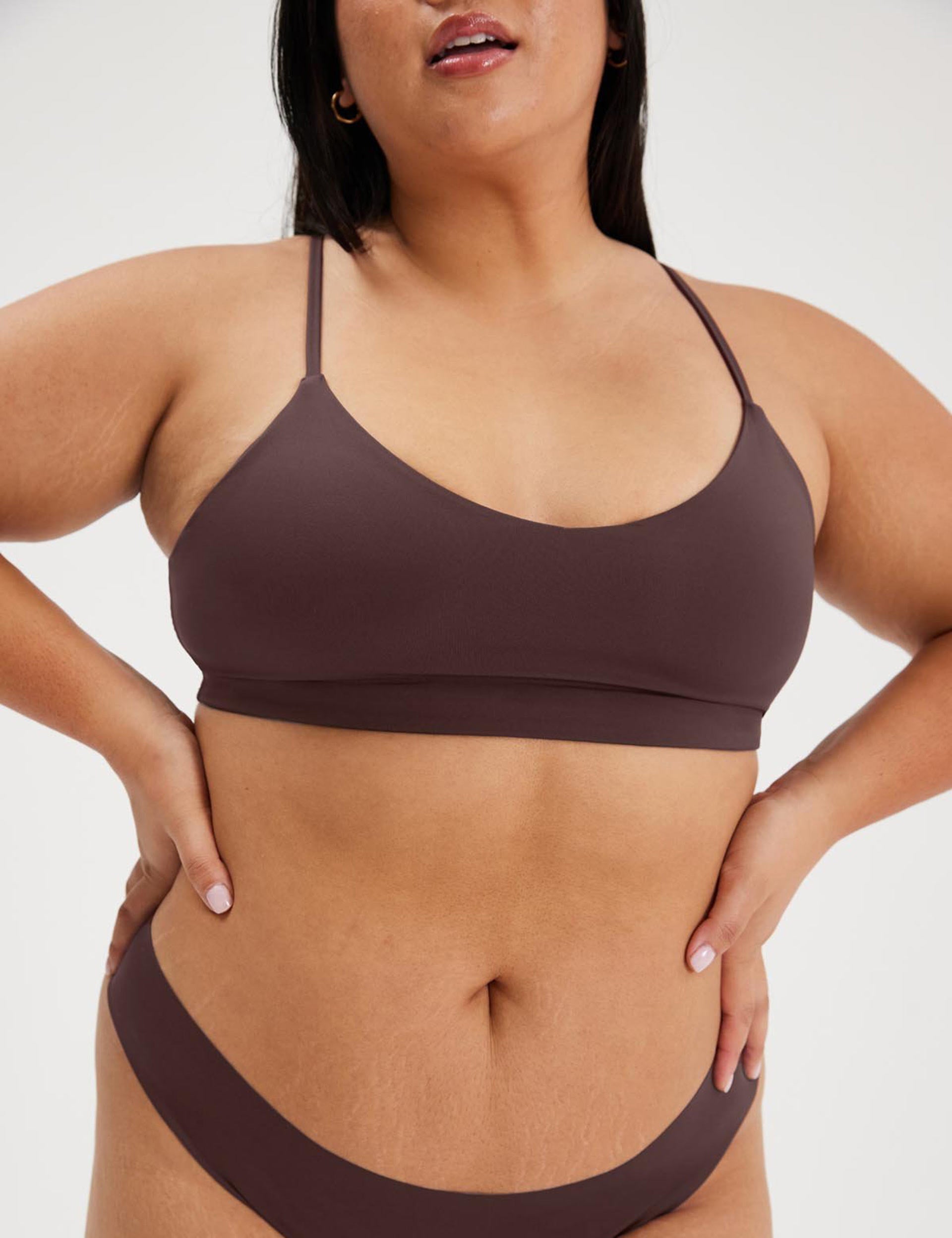 Girlfriend Collective V Neck Bralette - Espressoimages1- The Sports Edit