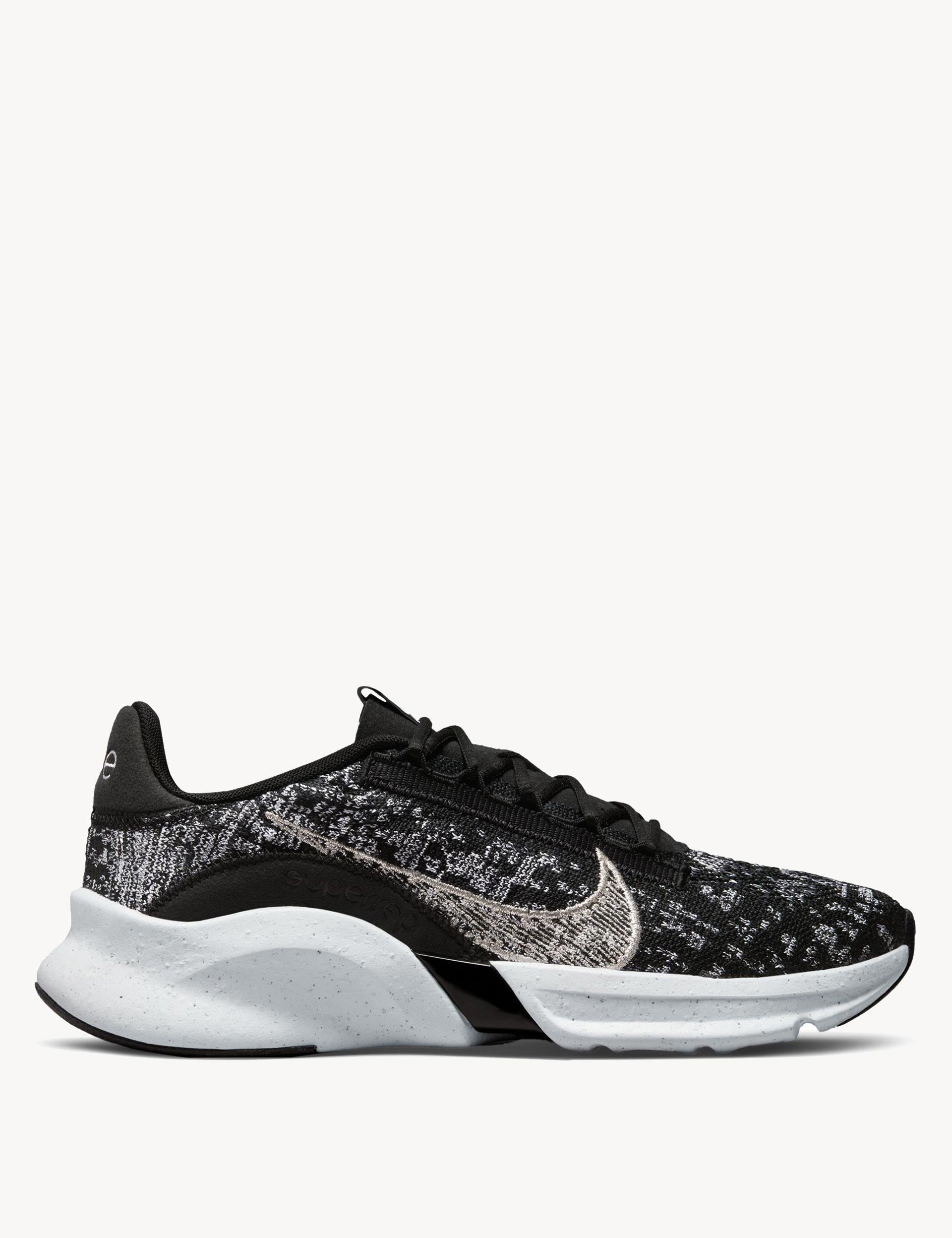 Nike SuperRep Go 3 Flyknit Next Nature Training Shoes - Black/White/Metallic Silverimages1- The Sports Edit